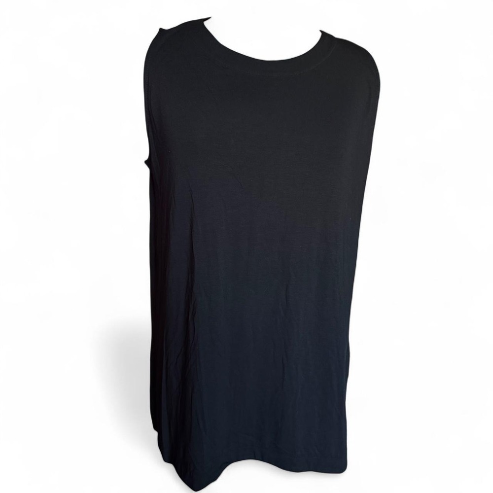 J. Jill Wearever Black Tank Top Tunic Side Slit Scoop Neck XL 198731